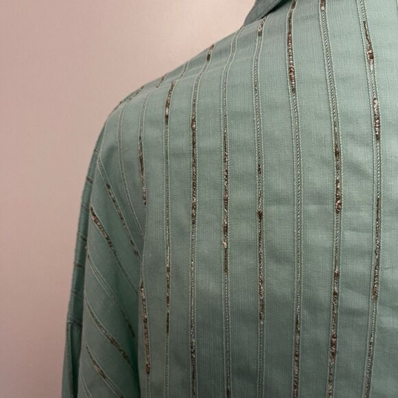 Blanque Boxy Oversized Textured Mint Button Down Lagenlook‎ Art To Wear Sz 0 Sm - Picture 5 of 7
